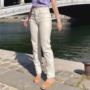 Cream denim mom jeans